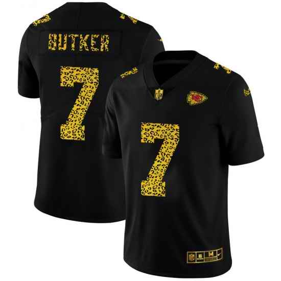 Kansas City Chiefs 7 Harrison Butker Men Nike Leopard Print Fashion Vapor Limited NFL Jersey Black